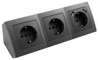 "McPower - Steckdosenblock "Flair", 3-fach + 2x USB, anthrazi"