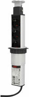 Einbausteckdosenleiste 3-fach 2m Mit 2 X Usb Tower, Silber Steckdosenleisten - Unitec