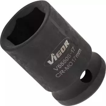 Vigor Equipment Schlagschrauber Steckschlüsseleinsatz kurz Vierkant hohl 12,5 mm (1/2 Zoll) Außen Sechskant Profil 17 mm (V5550S-17)