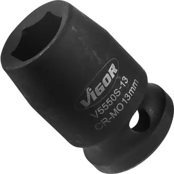 Vigor Equipment Schlagschrauber Steckschl&uuml;sseleinsatz kurz Vierkant hohl 12,5 mm (1/2 Zoll) Au&szlig;en Sechskant Profil 13 mm (V5550S-13)