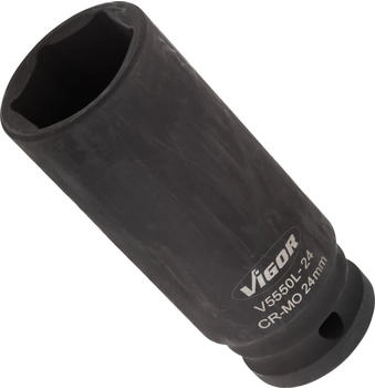 Vigor Equipment Schlagschrauber Steckschl&uuml;sseleinsatz lang Vierkant hohl 12,5 mm (1/2 Zoll) Au&szlig;en Sechskant Profil 24 mm (V5550L-24)