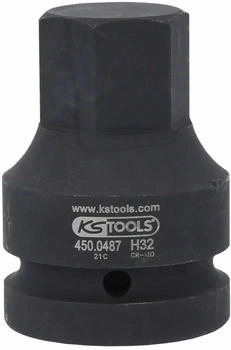 KS Tools 1" Kraft-Bit-Stecknuss Innensechskant, kurz, 32 mm (450.0487)