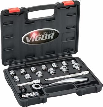 Vigor Blinky Steckschl&uuml;ssel-Satz superflach V6, 3/8 Zoll, 18 Teile (V6202)