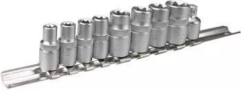 Topex Torx-Steckschl&uuml;ssel-Satz E-Profil E5-E16 1/4" 3/8" CrV, 10-tlg. (39D375)