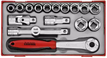 Teng Tools TT1218-6 Steckschlüsselsatz 1/2" Antrieb Metrisch 6-kant, 18-teilig (TT1218-6)
