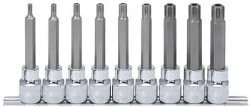 KS Tools CHROMEplus RIBE-Bit-Stecknuss-Satz 1/2" lang 9-tlg. M5-M14 (918.1895)