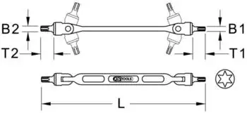 KS Tools CLASSIC Torx Doppel-Gelenkschl&uuml;ssel T30xT40, 225mm (517.0317)