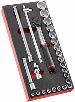 Facom MODM.SL161-36 Schaumstoffmodul Steckschl&uuml;ssel 1/2" 6-Kant metrisch 23-tlg. (MODM.SL161-36)
