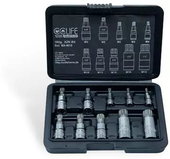 CCLife Technic Vielzahn Steckschl&uuml;ssel-Satz XZN M4-M18, S2-Stahl, 10-tlg. (5603)
