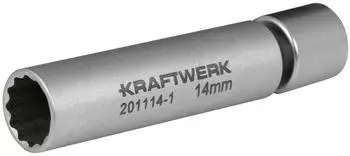 Kraftwerk Z&uuml;ndkerzen-Stecknuss 3/8" 14mm mit Gelenk (201114-1)