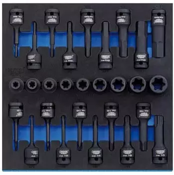 Draper Impact TX-Star & Hex Steckschlüsselsatz 1/2" Antrieb, 28-teilig, EVA-Einlage (63490)