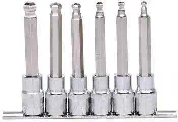 KS Tools CHROMEplus Bit-Stecknuss-Satz Innensechskant Kugelkopf 1/2" 6-tlg. 5-12mm (918.1665)