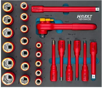 HAZET Steckschl&uuml;ssel-Satz schutzisoliert 1/2" Sechskant 26-tlg. (163-544/26)