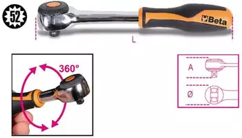 Beta Umschaltknarre Drehgriff Vierkantantrieb 3/8" (910/58)