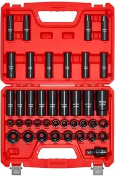 VEVOR Schlagschrauber-Steckschl&uuml;sselsatz 1/2", 39-tlg. metrisch 9-30mm, Chrom-Vanadium-Stahl