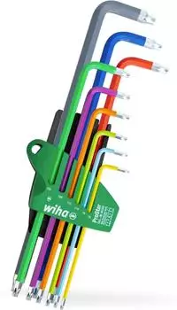 Wiha Winkelschraubendreher-Satz 366F TORX T8-T40, 9-teilig, farbcodiert (46556)