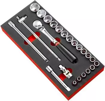 Facom Schaumstoffmodul 1/2" Umschaltknarre & Steckschl&uuml;ssel, 23-tlg. (MODM.SL1)