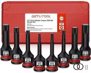 LuxusKollektion XZN Vielzahn Bit-Satz 1/2" S2-Stahl 8-tlg. M5-M18 78mm