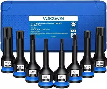 LuxusKollektion XZN Vielzahn Nuss-Satz 8-teilig 1/2" M5-M18 S2