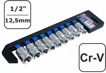 Boni-Shop E-Profil Nuss-Set 1/2 Zoll, E10-E24, Chrom-Vanadium-Stahl