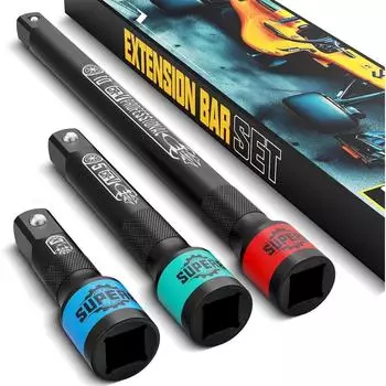LuxusKollektion Steckschl&uuml;ssel-Verl&auml;ngerungssatz 1/2", 3-tlg., 75/125/250mm, Chrom-Vanadium-Stahl