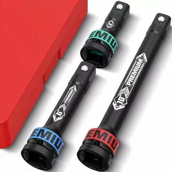 LuxusKollektion Steckschl&uuml;ssel-Verl&auml;ngerungen 3/4" 100/150/250mm, 3-tlg., Chrom-Vanadium-Stahl