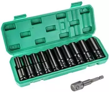 LuxusKollektion Schlagschrauber-Nussensatz 11-tlg. 1/2" metrisch 10-24mm mit Adapter
