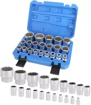 LuxusKollektion Stecknuss-Satz 1/2" 12-Kant 8-36mm, 21-tlg.