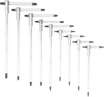 LuxusKollektion Torx-Schl&uuml;sselsatz 9-teilig T8-T40 T-Griff, CRV mattverchromt