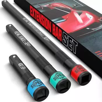 LuxusKollektion Steckschlüssel-Verlängerungssatz 3/8" 75/150/250mm Chrom-Vanadium-Stahl, 3-tlg.