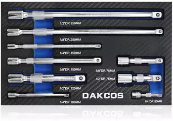 LuxusKollektion Steckschl&uuml;ssel-Verl&auml;ngerungen 9-tlg. 1/4, 3/8, 1/2 Zoll Chrom-Vanadium-Stahl