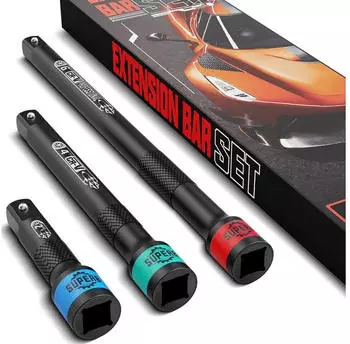 LuxusKollektion Steckschl&uuml;ssel-Verl&auml;ngerungssatz 1/4" Chrom-Vanadium 50-150mm, 3-tlg.
