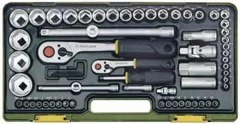Proxxon Steckschl&uuml;sselsatz mit Kn&uuml;ppelratschen 1/2" + 1/4" 65-tlg.