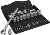 Wera Werkzeugtasche 8100 SB 7 Metal-Knarre Push, Durchsteckvierkant, 3/8 Zoll,