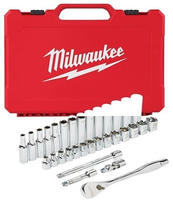 Milwaukee 3/8 Ratschen- und Steckschl&uuml;sseleinsatz Set 32-tlg. metr.