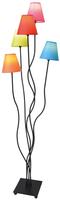 n&auml;ve Stehlampe "Colori" E14 1 Stk. 5flg. bunte Textilschirme orange, gr&uuml;n, pink,