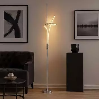 Esto Stehleuchte Standleuchte Stehlampe Designleuchte Chrom, Acryl, Schalter, SMD LED 20,1 Watt 1600 Lumen warmweiß, DxH: 18x145 cm (ES-780157)