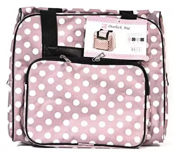 Nähwelt Flach Over-Coverlocktasche (altrosa/weiß gepunktet)