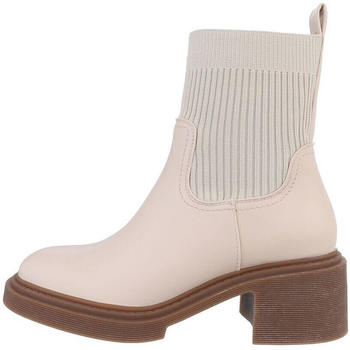 Ital Design Chelsea Freizeit Plateaustiefelette Blockabsatz beige