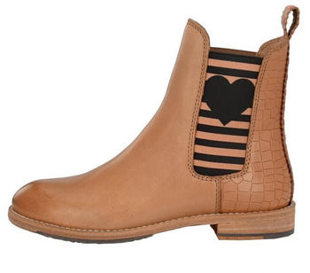 Crick It Amy Chelseaboots Streifen und Herz hellcognac