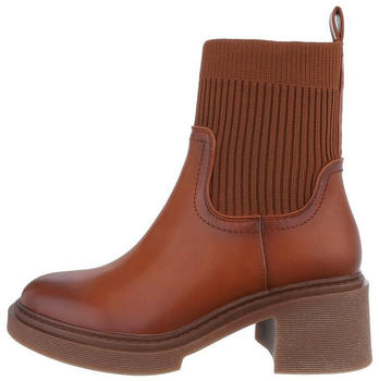 Ital Design Chelsea Freizeit Plateaustiefelette Blockabsatz camel