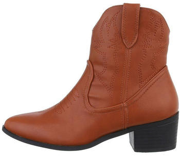 Ital Design Cowboyboots Westernstiefelette Blockabsatz camel