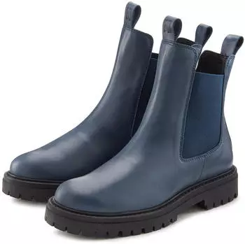 Elbsand Chelseaboots Schlupfstiefel Bikerboots Leder marine