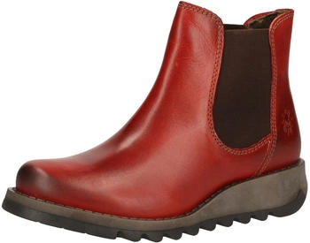 Fly London Leder Textil Stiefelette rot