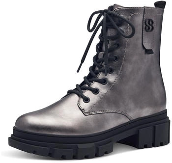 Damen Stiefeletten ohne Absatz zum Schnüren Vegan, Silber