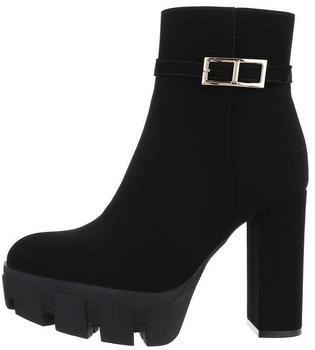 Ital Design Plateaustiefelette Blockabsatz schwarz
