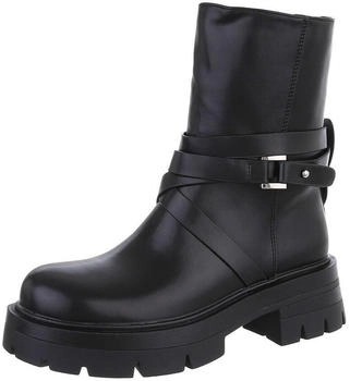 Ital Design Stiefeletten Plateaustiefeletten Lederoptik schwarz
