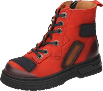 Manitu Schnürstiefelette Nubukleder rot