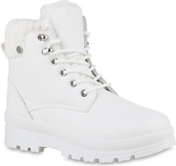 VAN HILL Worker Boots Blockabsatz Profilsohle bequem 214079 weiß