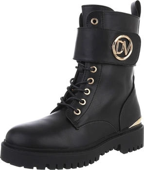 Ital Design Schnürschuhe Riemen und Klettverschluss schwarz